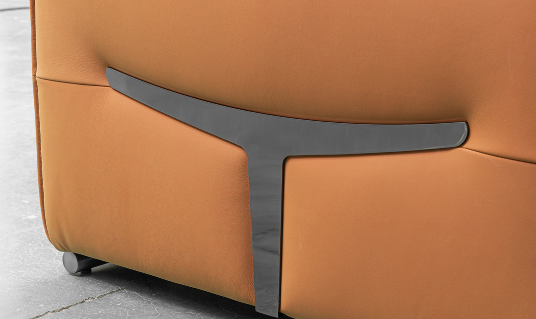 Klaussner Grazia 3-Seater Tufted Leather Sofa with Track Arms In Orange-Jennifer Furniture