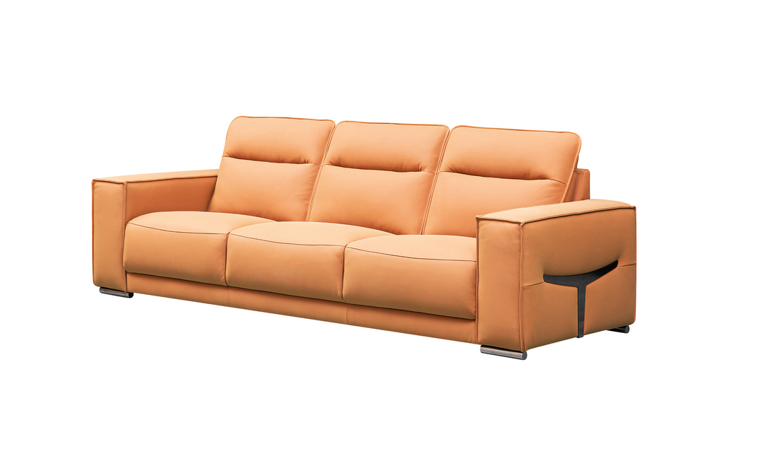Klaussner Grazia 3-Seater Tufted Leather Sofa with Track Arms In Orange-Jennifer Furniture