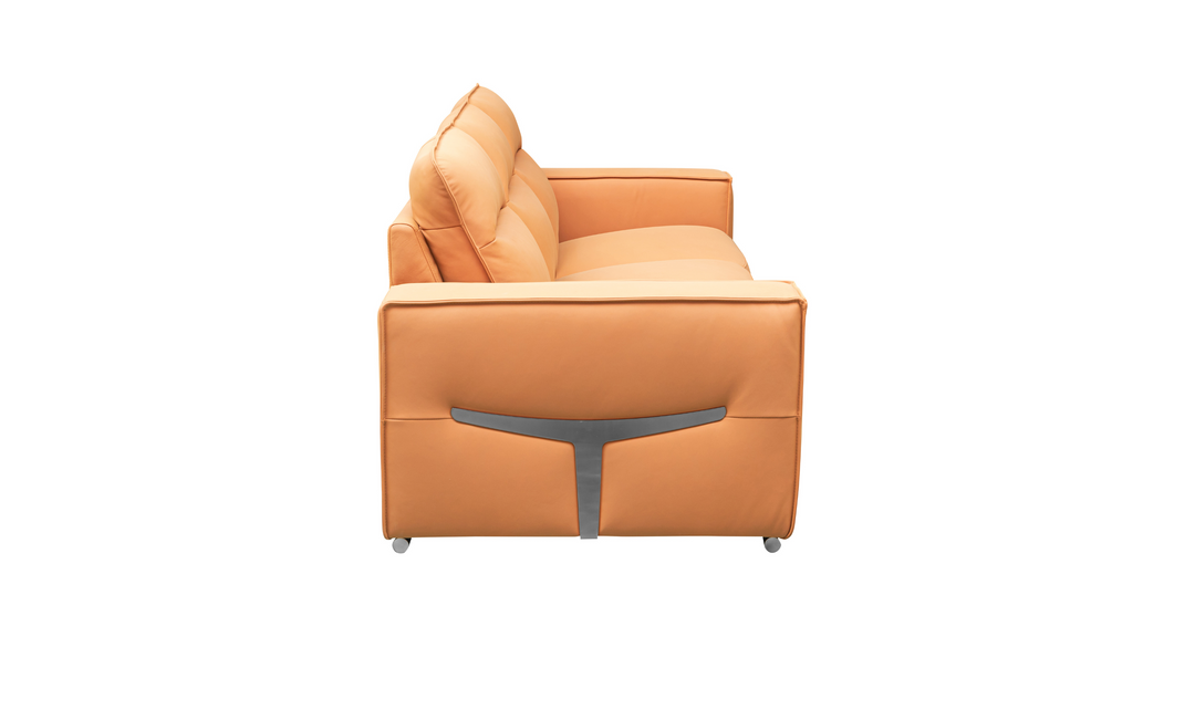Klaussner Grazia 3-Seater Tufted Leather Sofa with Track Arms In Orange-Jennifer Furniture