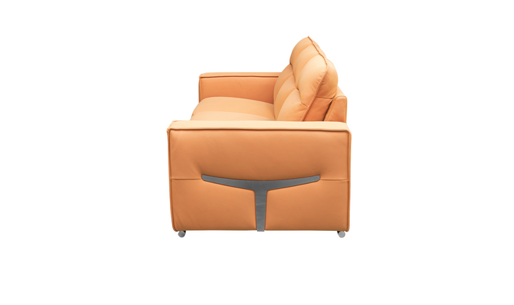 Klaussner Grazia 3-Seater Tufted Leather Sofa with Track Arms In Orange-Jennifer Furniture