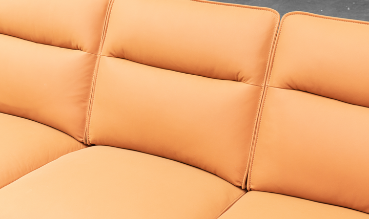 Klaussner Grazia 3-Seater Tufted Leather Sofa with Track Arms In Orange-Jennifer Furniture