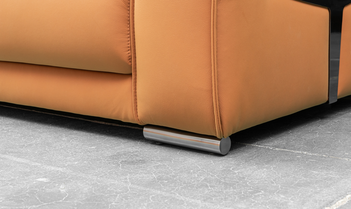 Klaussner Grazia Orange Leather Chair with Track Arms