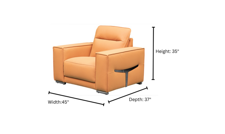 Klaussner Grazia Orange Leather Chair with Track Arms-Jennifer Furniture