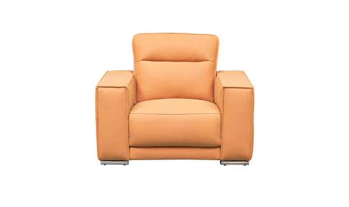 Klaussner Grazia Orange Leather Chair with Track Arms-Jennifer Furniture