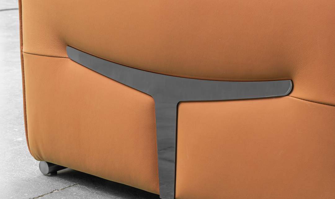 Klaussner Grazia Orange Leather Chair with Track Arms-Jennifer Furniture