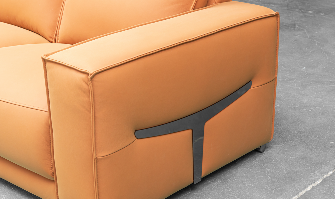 Klaussner Grazia Orange Leather Chair with Track Arms