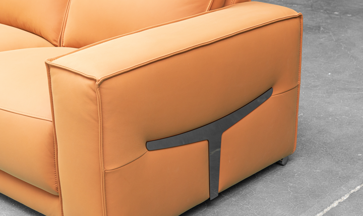 Klaussner Grazia Orange Leather Chair with Track Arms