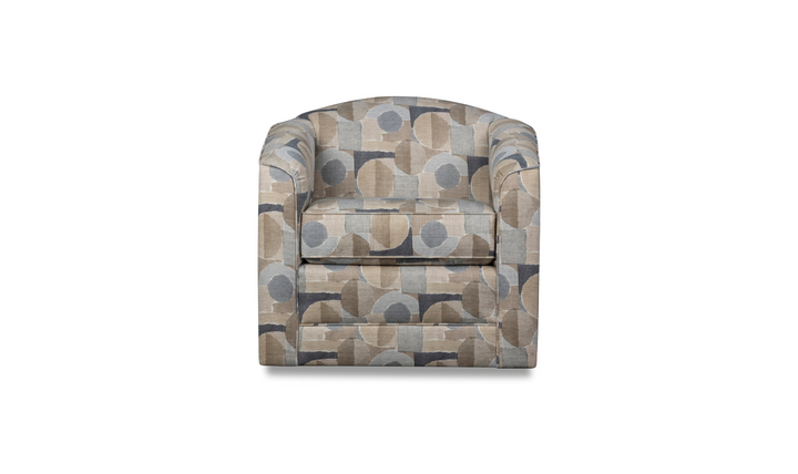 Klaussner Jasper Fabric Swivel Chair with Tight Back Design