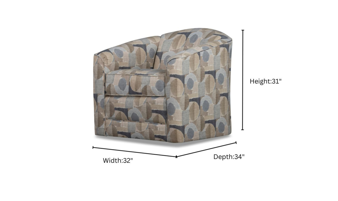 Klaussner Jasper Fabric Swivel Chair with Tight Back Design-Jennifer Furniture