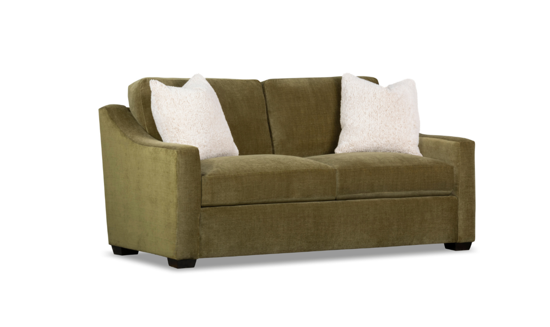 Klaussner Karson Fabric Sofa with Slope Arms in Olive Green-Jennifer Furniture