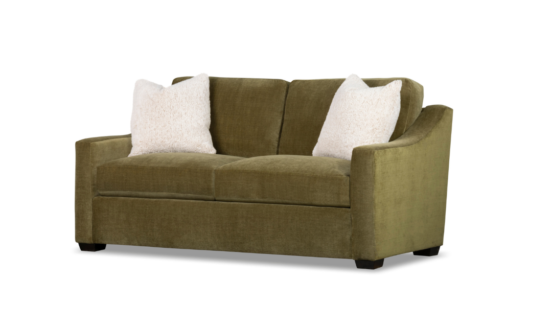 Klaussner Karson Fabric Sofa with Slope Arms in Olive Green-Jennifer Furniture