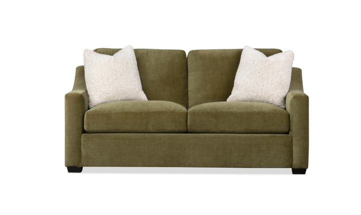 Klaussner Karson Fabric Sofa with Slope Arms in Olive Green-Jennifer Furniture