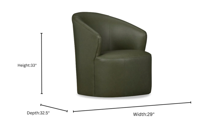 Klaussner Leather Ivy Green Swivel Chair with Ultralux Cushion