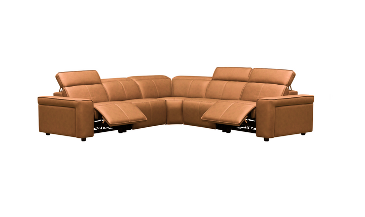 Klaussner Leonardo 6 Pieces Power Recliner Leather Sectional Sofa-Jennifer Furniture