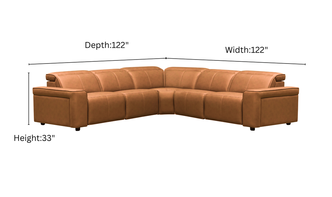 Klaussner Leonardo 6 Pieces Power Recliner Leather Sectional Sofa-Jennifer Furniture