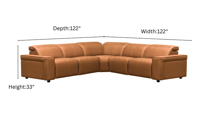 Klaussner Leonardo 6 Pieces Power Recliner Leather Sectional Sofa-Jennifer Furniture