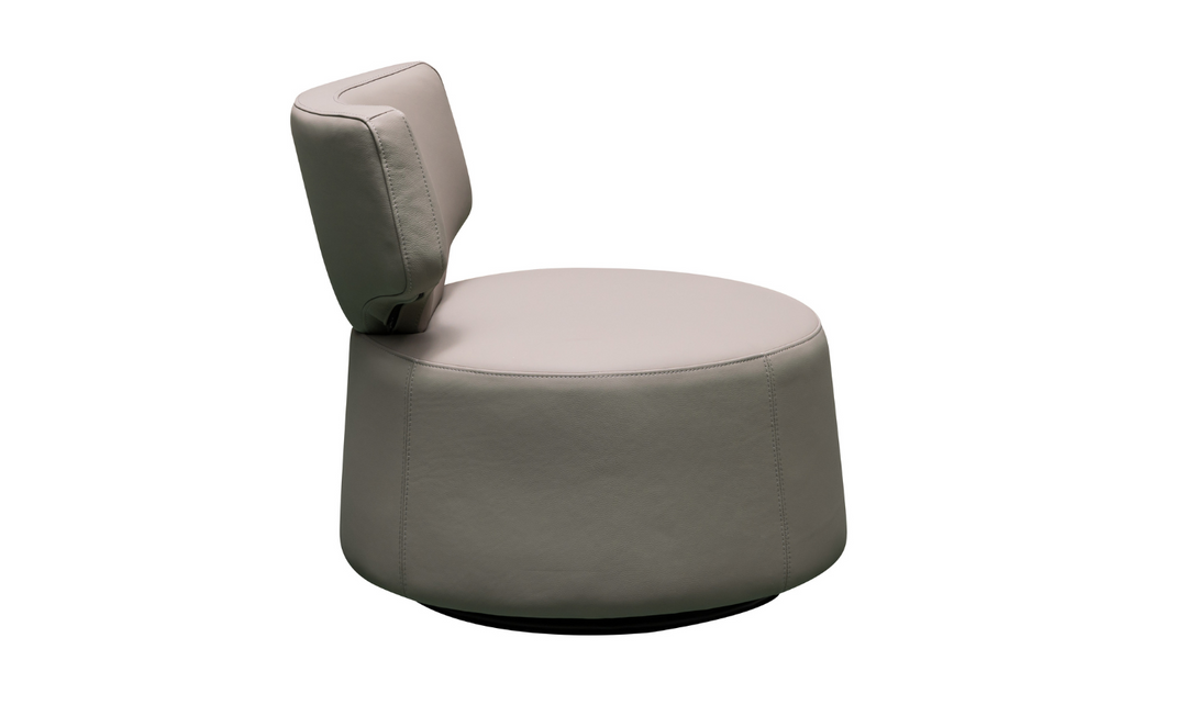 Klaussner Pietra Leather Swivel Chair with Foam Back & Seat Cushion (Brown/Gray)