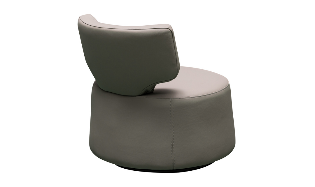Klaussner Pietra Leather Swivel Chair with Foam Back & Seat Cushion (Brown/Gray)