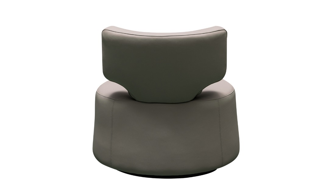Klaussner Pietra Leather Swivel Chair with Foam Back & Seat Cushion (Brown/Gray)