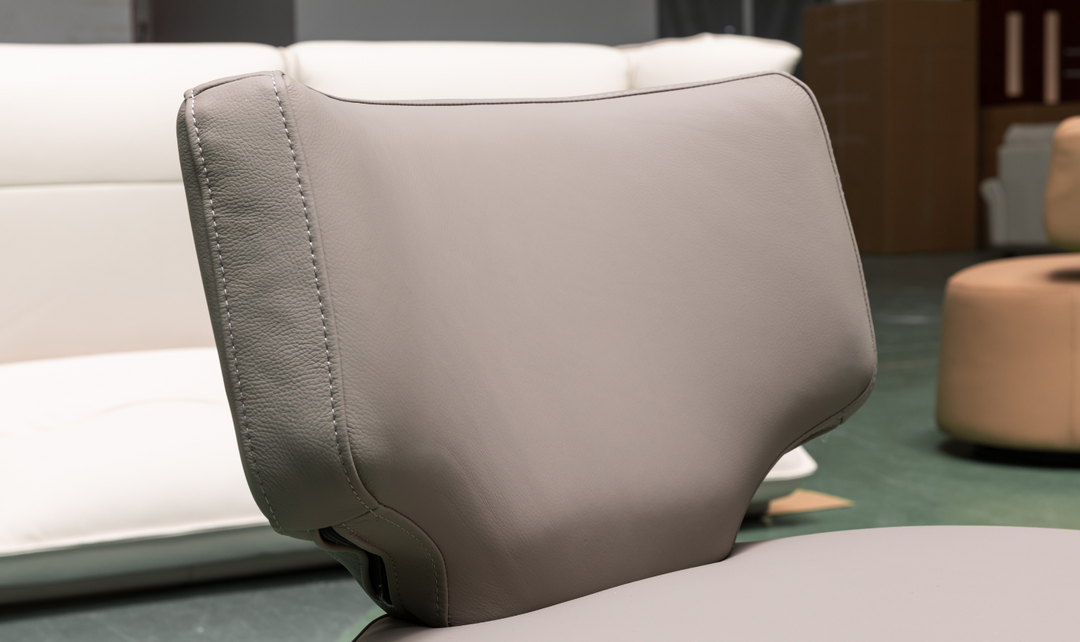 Klaussner Pietra Leather Swivel Chair with Foam Back & Seat Cushion (Brown/Gray)