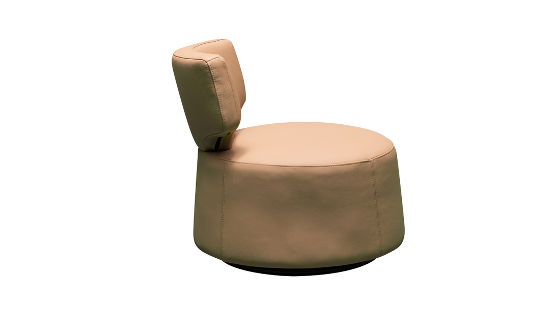 Klaussner Pietra Leather Swivel Chair with Foam Back & Seat Cushion (Brown/Gray)