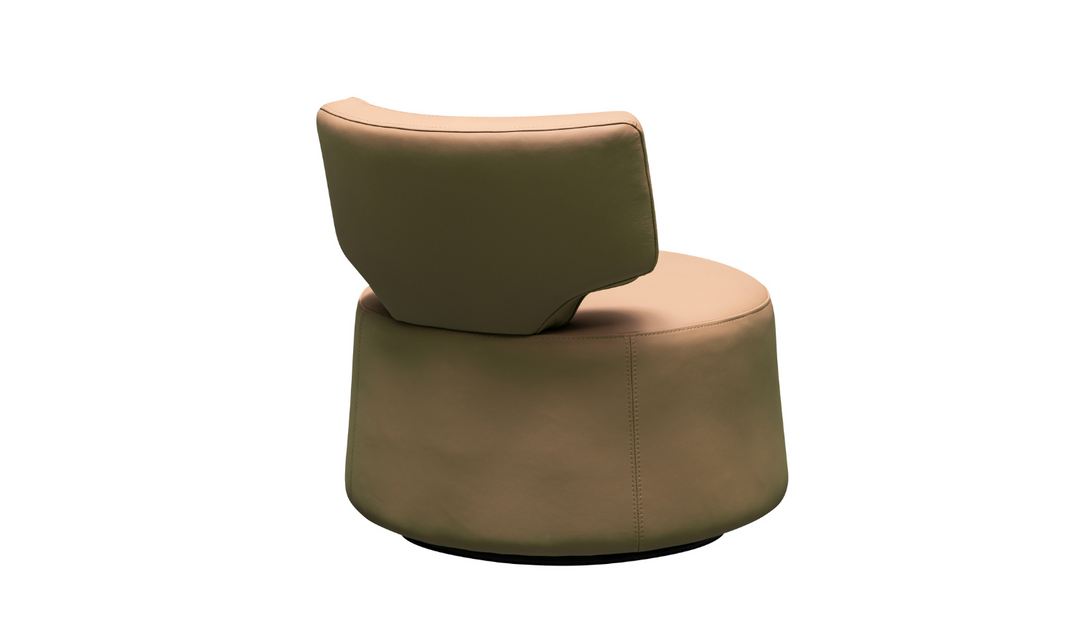 Klaussner Pietra Leather Swivel Chair with Foam Back & Seat Cushion (Brown/Gray)