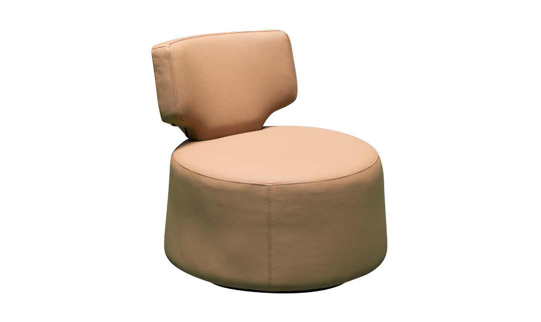 Klaussner Pietra Leather Swivel Chair with Foam Back & Seat Cushion (Brown/Gray)
