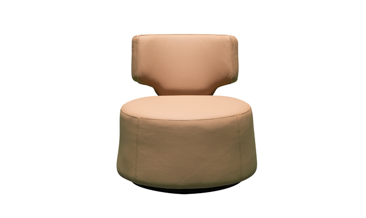 Klaussner Pietra Leather Swivel Chair with Foam Back & Seat Cushion (Brown/Gray)