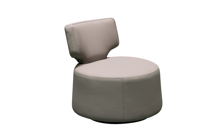 Klaussner Pietra Leather Swivel Chair with Foam Back & Seat Cushion (Brown/Gray)