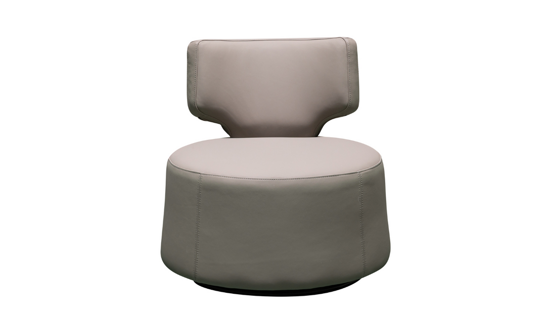 Klaussner Pietra Leather Swivel Chair with Foam Back & Seat Cushion (Brown/Gray)