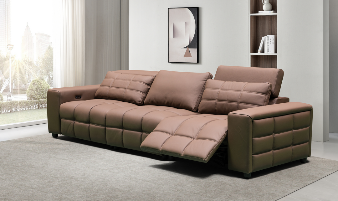 Klaussner Serenity 3-seater Brown Leather Power Reclining Sofa-Jennifer Furniture