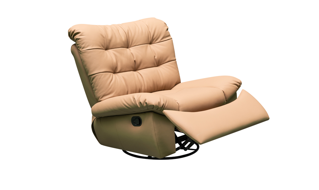 Klaussner Stella Swivel Glider Leather Manual Recliner with Cushion Arms-Jennifer Furniture