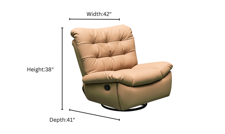 Klaussner Stella Swivel Glider Leather Manual Recliner with Cushion Arms-Jennifer Furniture