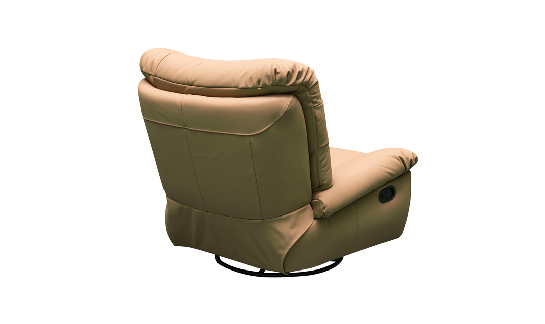 Klaussner Stella Swivel Glider Leather Manual Recliner with Cushion Arms-Jennifer Furniture