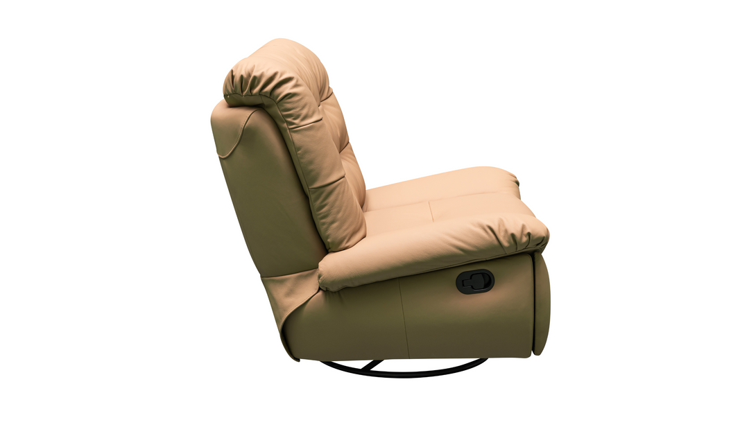 Klaussner Stella Swivel Glider Leather Manual Recliner with Cushion Arms-Jennifer Furniture