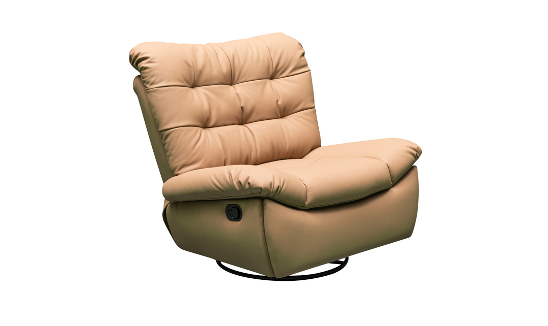Klaussner Stella Swivel Glider Leather Manual Recliner with Cushion Arms-Jennifer Furniture