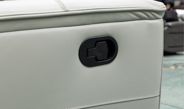 Klaussner Venezia 3-Seater Italian Leather White Manual Recliner Sofa-Jennifer Furniture