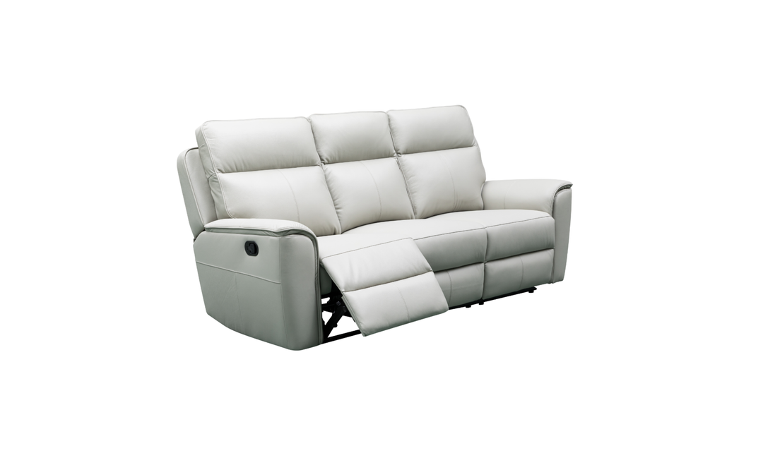 Klaussner Venezia 3-Seater Italian Leather White Manual Recliner Sofa-Jennifer Furniture
