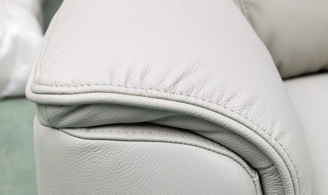 Klaussner Venezia 3-Seater Italian Leather White Manual Recliner Sofa-Jennifer Furniture