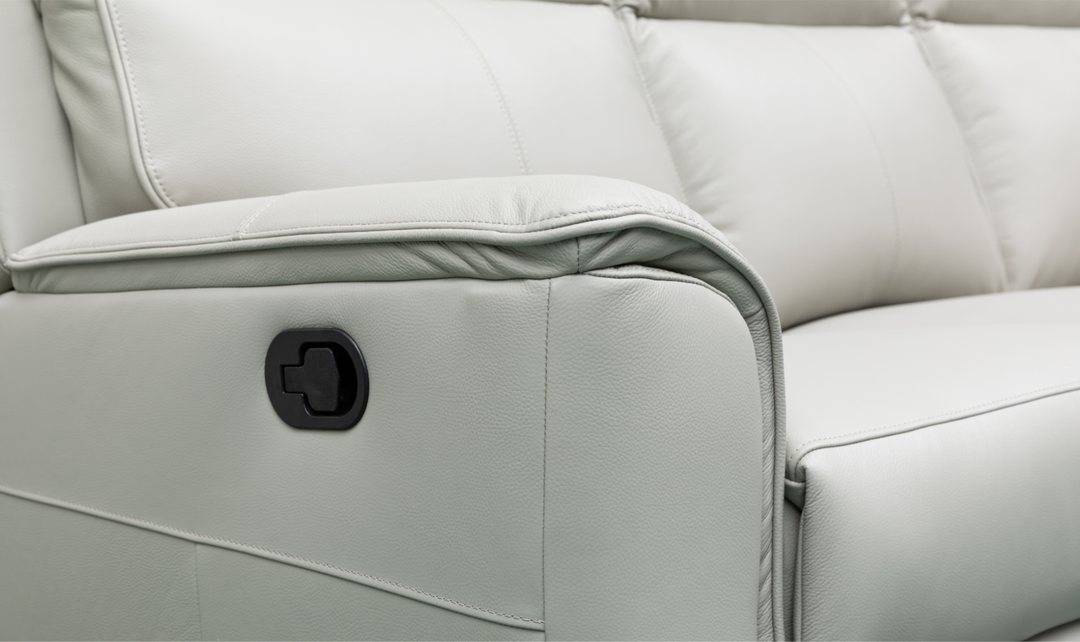 Klaussner Venezia 3-Seater Italian Leather White Manual Recliner Sofa-Jennifer Furniture