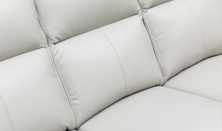 Klaussner Venezia 3-Seater Italian Leather White Manual Recliner Sofa-Jennifer Furniture