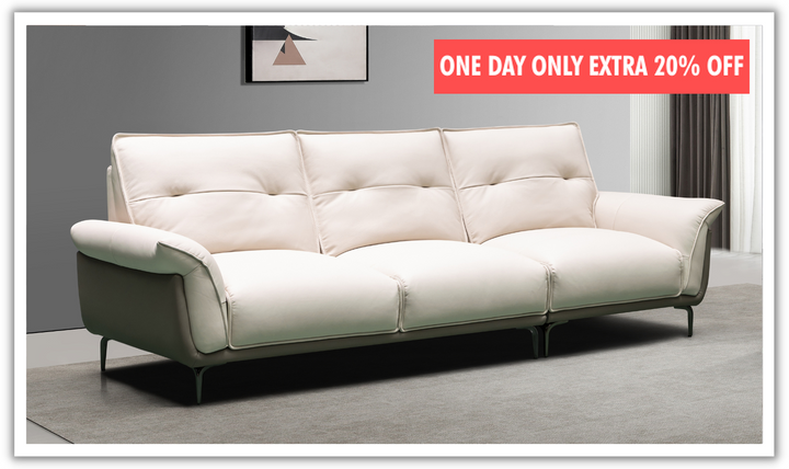 Klaussner Vento 3-seater Leather Sofa with Cushion Seat and Tufted Back