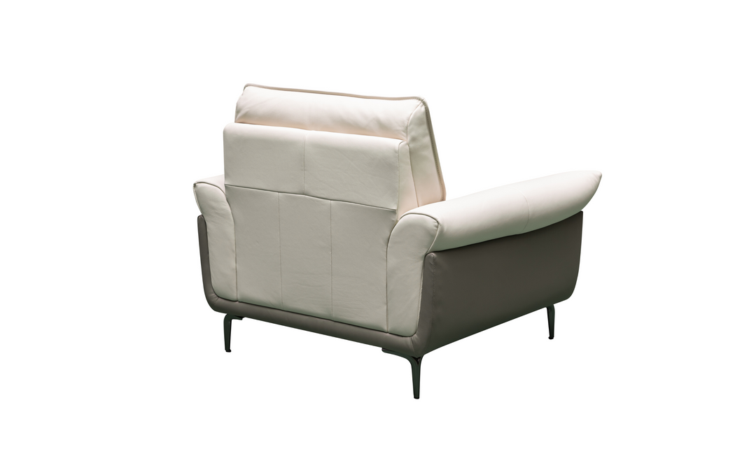 Klaussner Vento Leather Ivory Accent Chair with Feather-filled back cushion-Jennifer Furniture