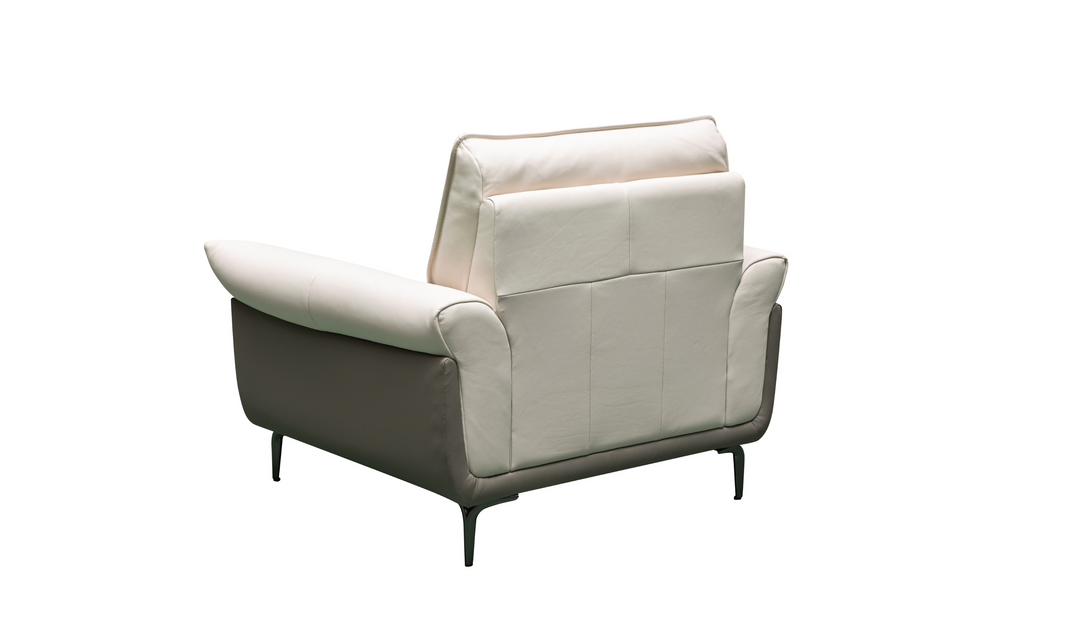 Klaussner Vento Leather Ivory Accent Chair with Feather-filled back cushion-Jennifer Furniture