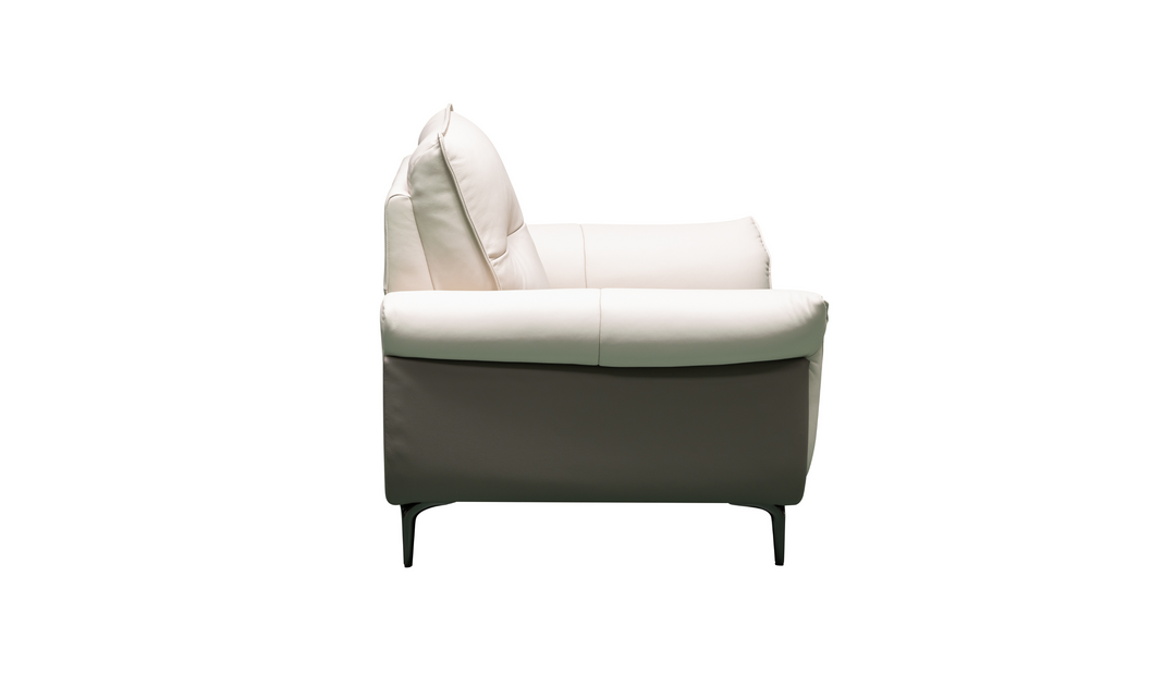 Klaussner Vento Leather Ivory Accent Chair with Feather-filled back cushion-Jennifer Furniture