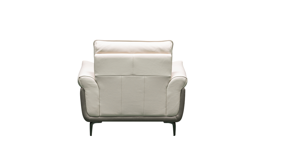 Klaussner Vento Leather Ivory Accent Chair with Feather-filled back cushion-Jennifer Furniture