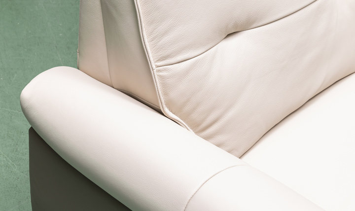 Klaussner Vento Leather Ivory Accent Chair with Feather-filled back cushion-Jennifer Furniture