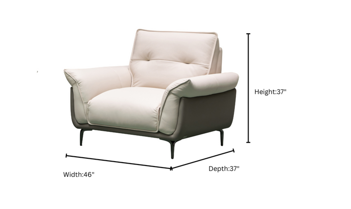 Klaussner Vento Leather Ivory Accent Chair with Feather-filled back cushion-Jennifer Furniture