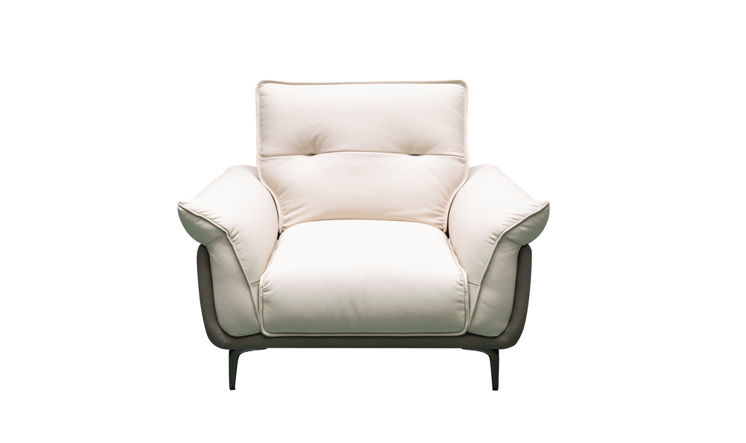 Klaussner Vento Leather Ivory Accent Chair with Feather-filled back cushion-Jennifer Furniture