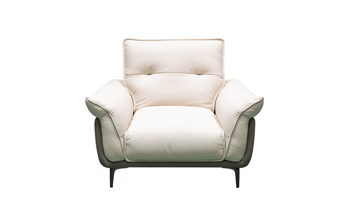 Klaussner Vento Leather Ivory Accent Chair with Feather-filled back cushion-Jennifer Furniture